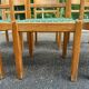 Set of 6 vintage solid wood chairs — Green fabric seats