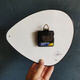 Vintage formica clock silent asymmetrical wall pendulum "Japy wood"