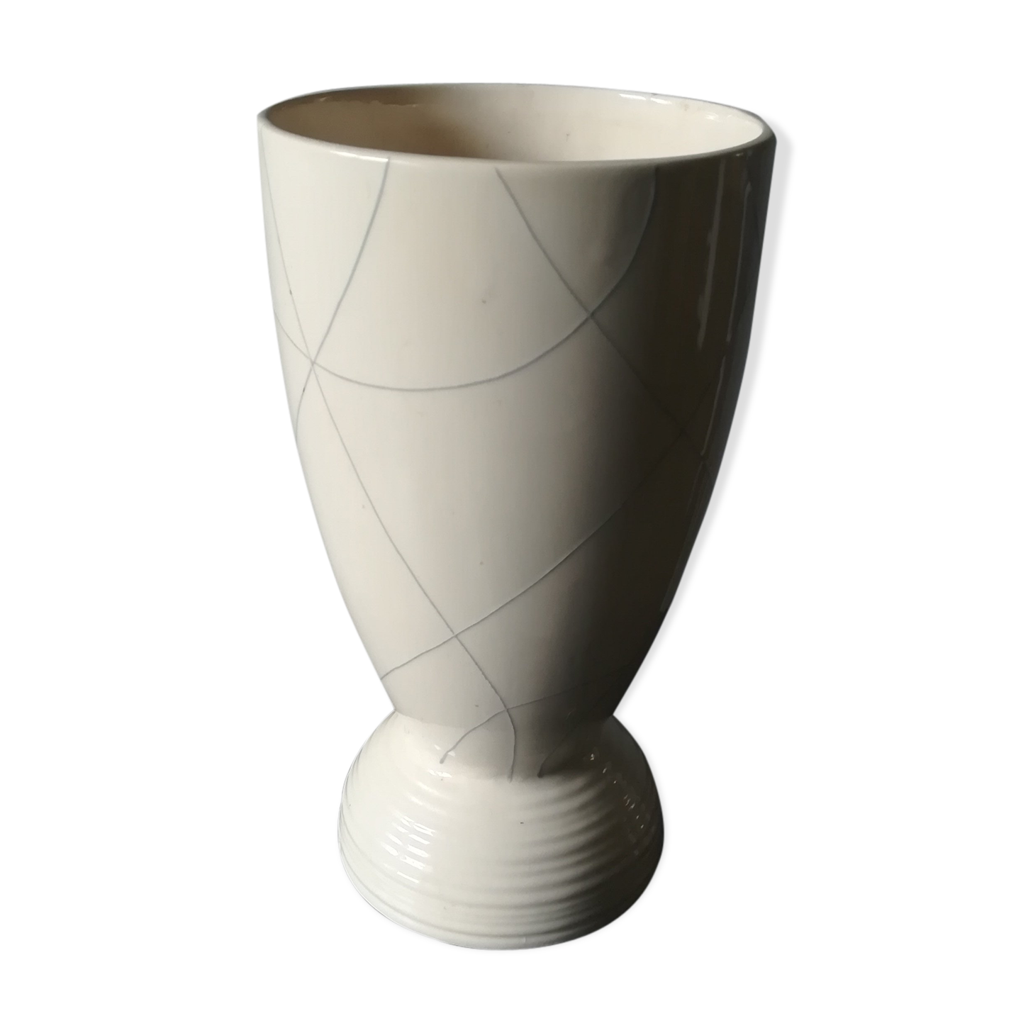 Ceramic vase, decoration, graphic, signed 1960