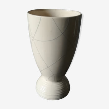 Vase en céramique 1960, décor graphique, signé