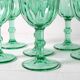 Set of 6 Vintage Green Wine Glasses / Stem Flutes / Crisal / Portugal 2000s