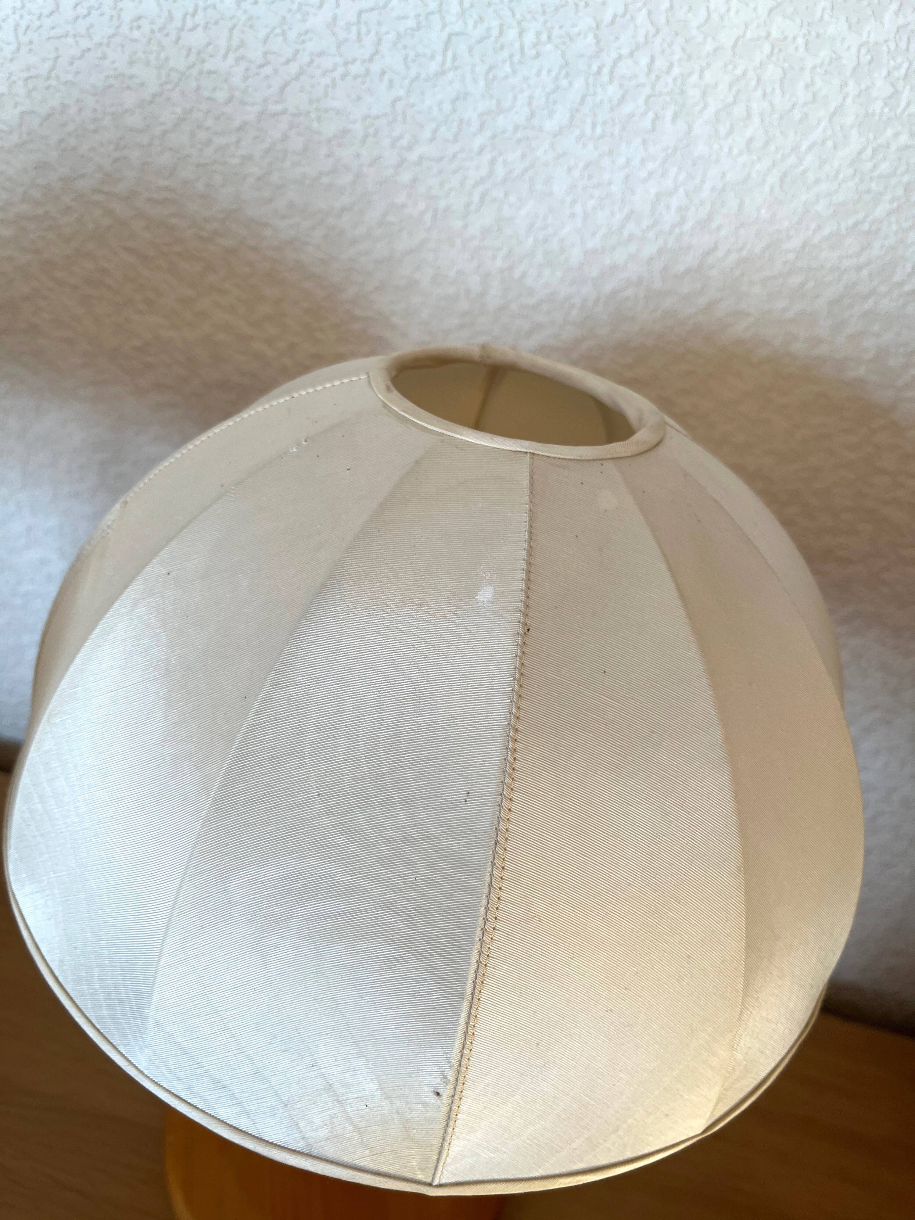 Pair Danish Modern Mid Century Pine Wood Cocoon Bedside Lamps
