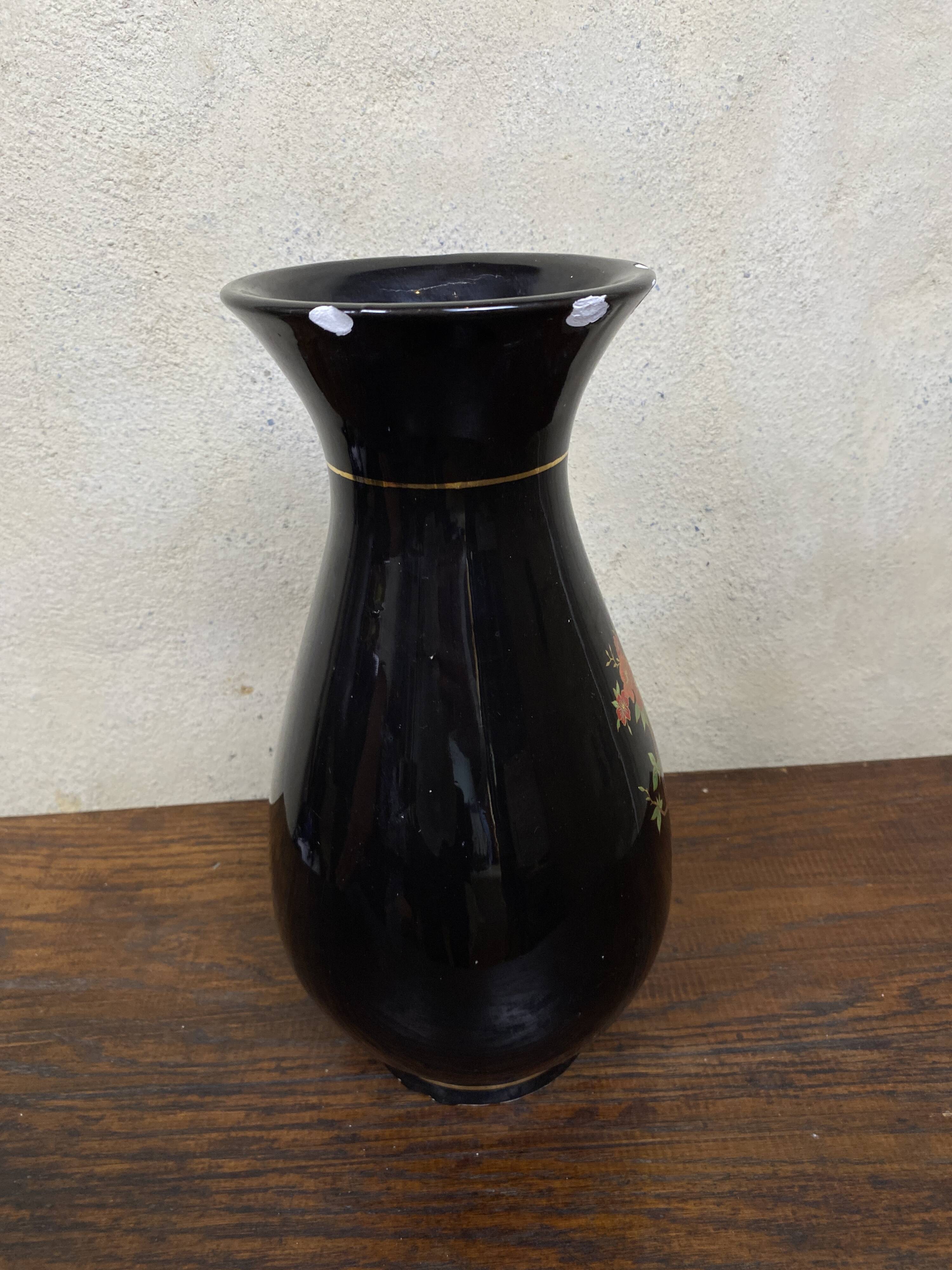 Japanese Asian vase XX black ceramic