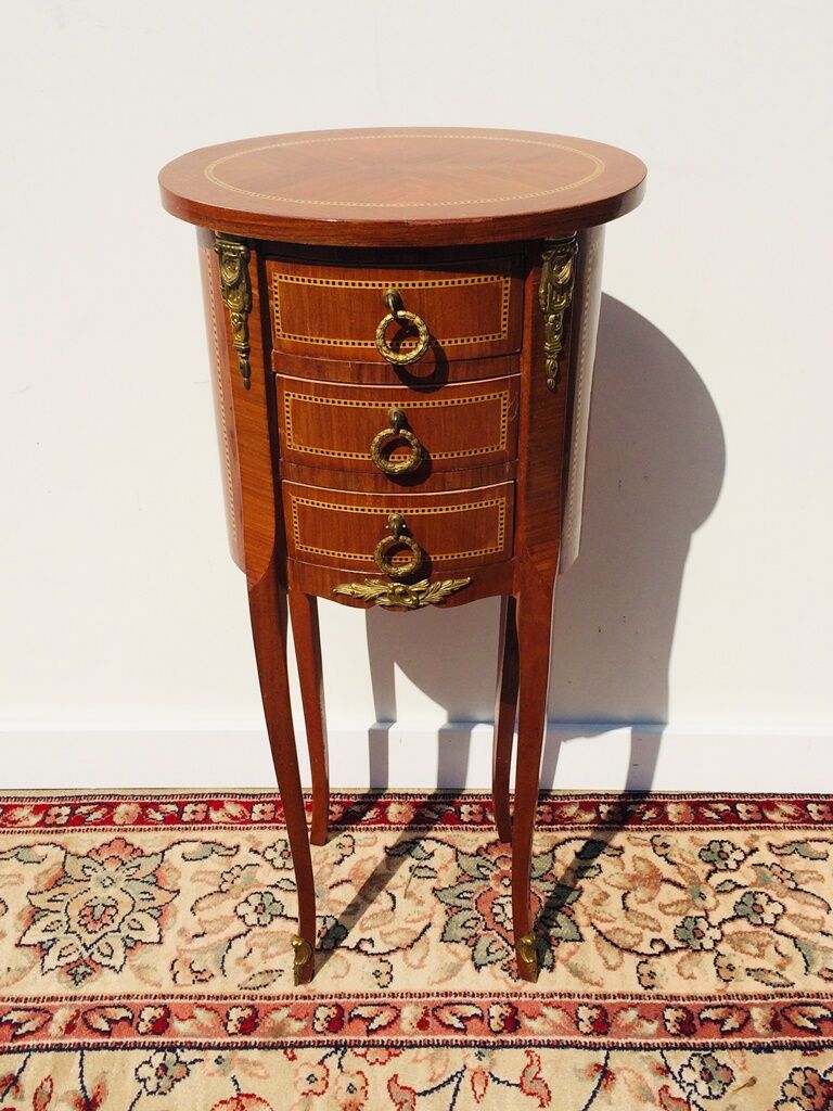 Console - table pedestal table marquetry style louis xv