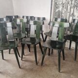Set of 10 wooden bistro chairs