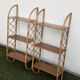 Pair of vintage bamboo and rattan wall shelves 1960