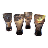 4 verres long drink en verre fumé 70s
