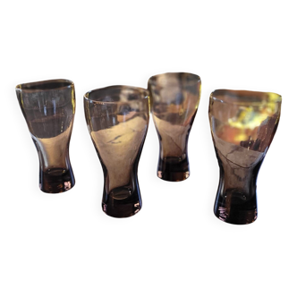 4 long drink glasses in 70s smoked glass