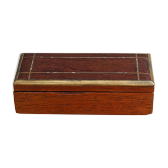 Stamp box, wood and brass