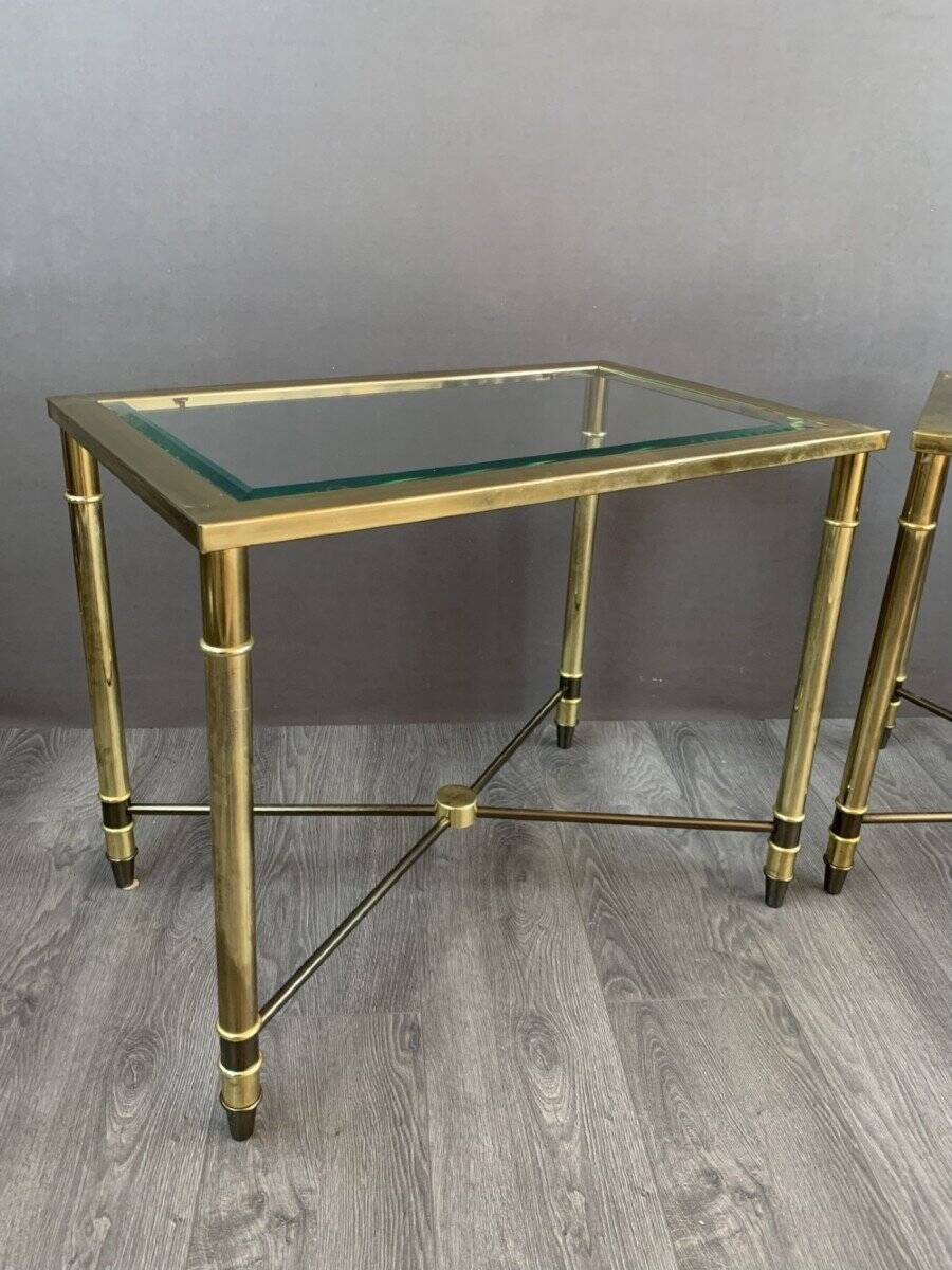 Pair of 20th Century Metal and Glass Side Tables