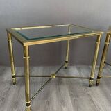 Paire de tables d’appoint en métal et verre, XXème siècle