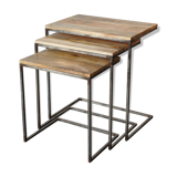 Lot of 3 metal and wood pull out tables