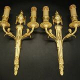 Paire de grandes appliques style Louis XVI du XIXe - bronze doré