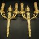 Pair of large Louis XVI style wall lights from the 19th century - gilded bronze