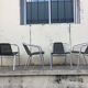 Eight Roland Vlaemynck aluminum coffee terrace armchairs (stackable)