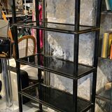 Pierre Vandel Paris shelf, black and gold, 1970s