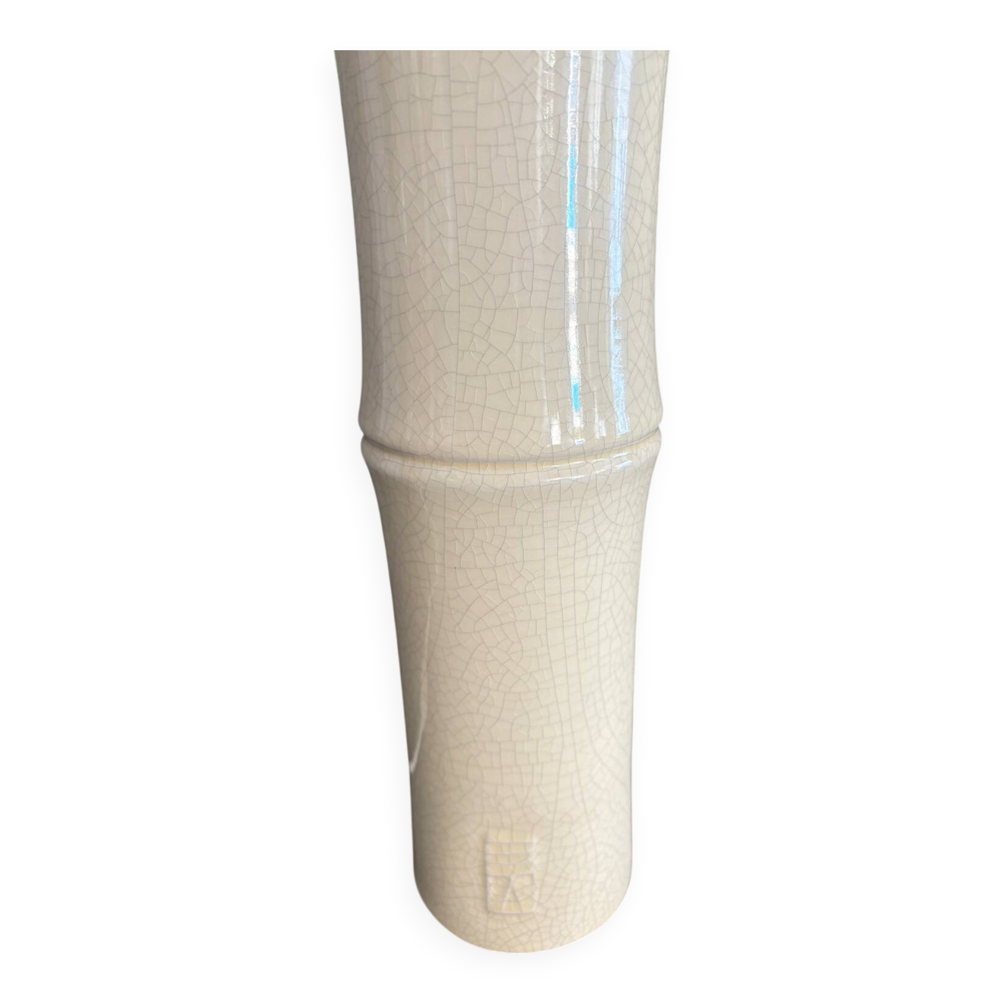 Pied de lampe bambou  céramique craquelé