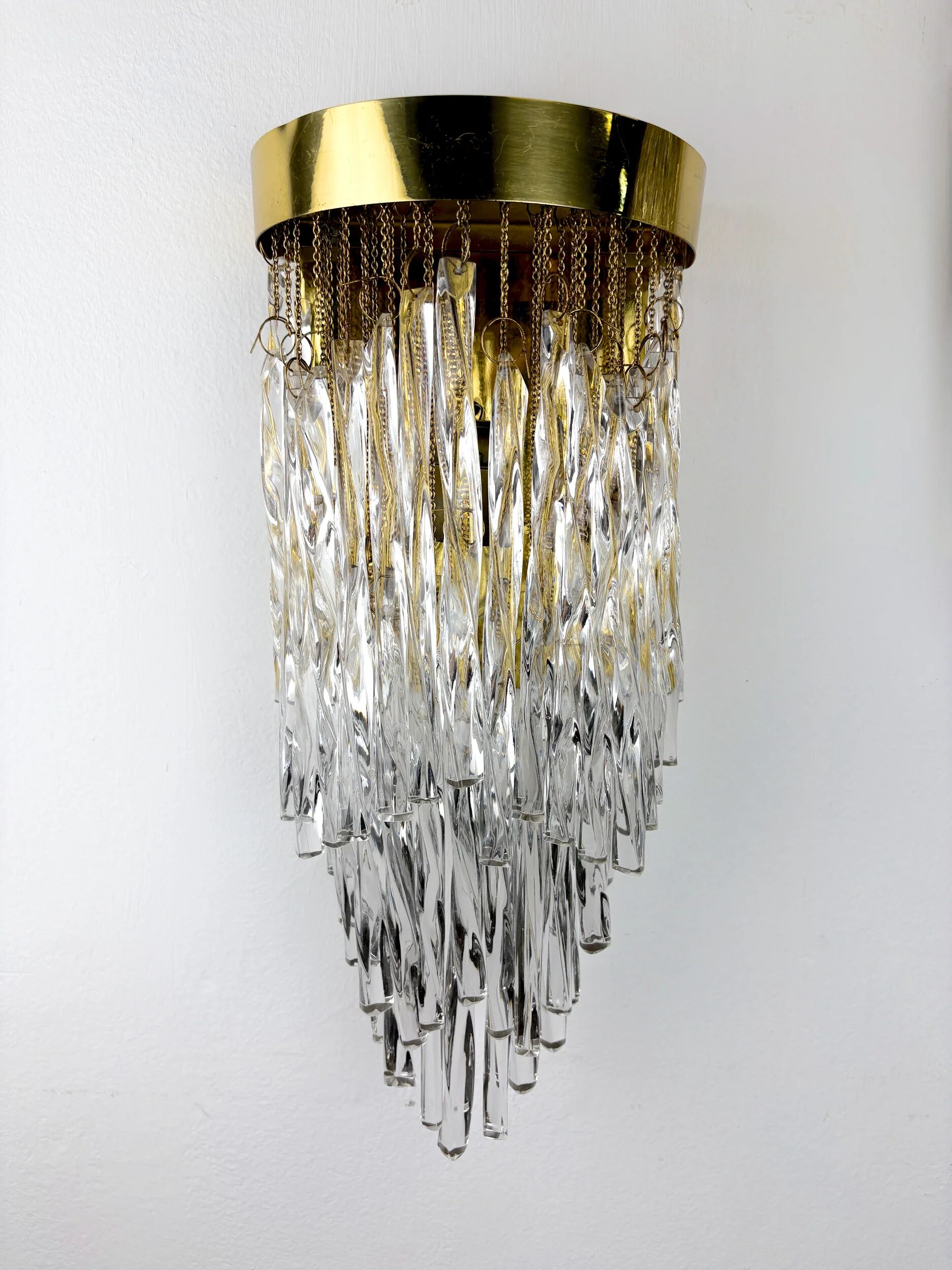 Paire de appliques murales cascade par Venini, verre de Murano, Italie, années 1970