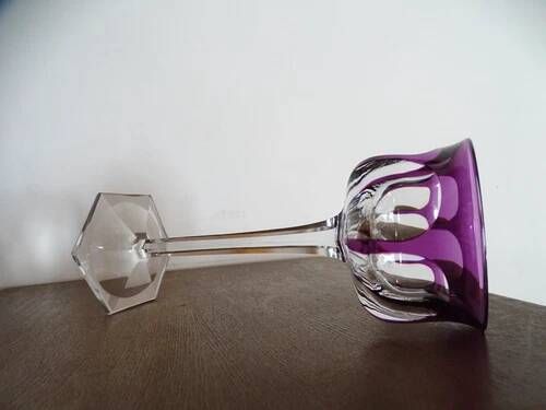 BACCARAT "Malmaison" Glass wine rhinestone double violet antique - 19 cm