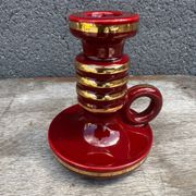 St-Clement Bordeaux Ceramic Candle Holder with Gold Trim - 50s