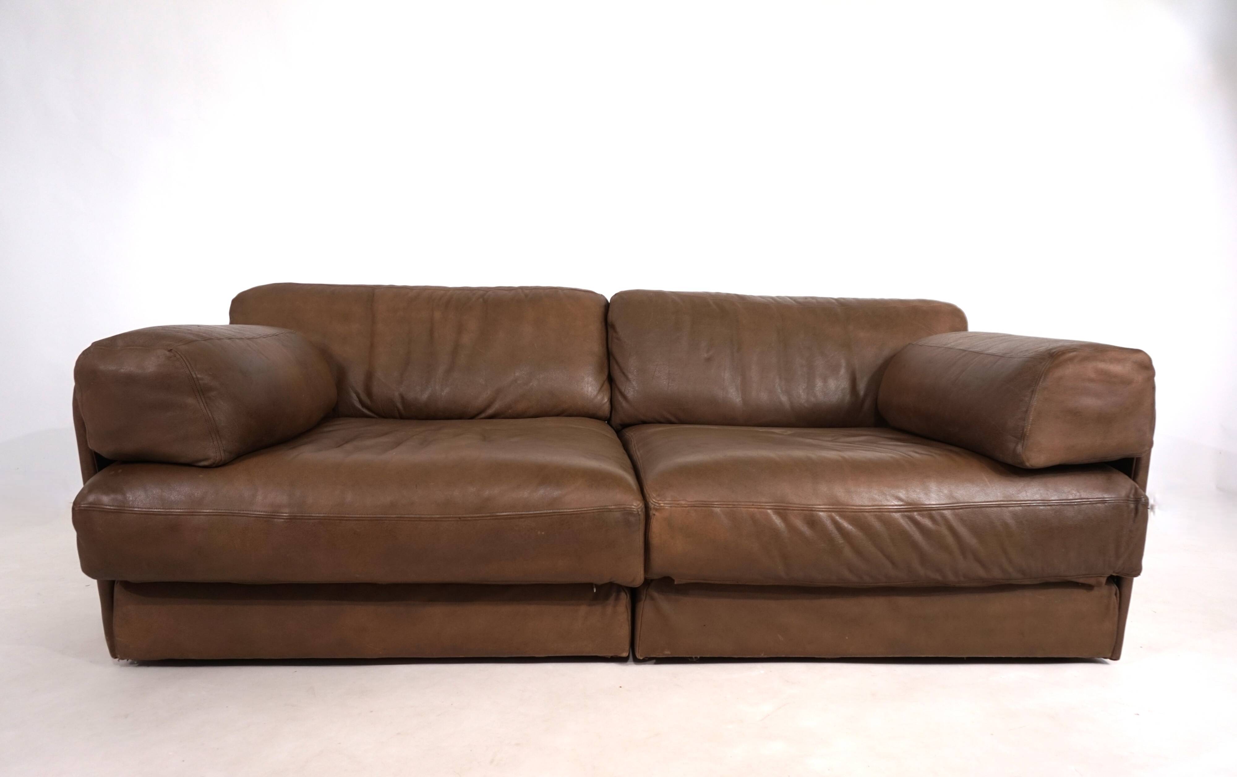 De Sede DS-76 leather double sofa bed, 1970