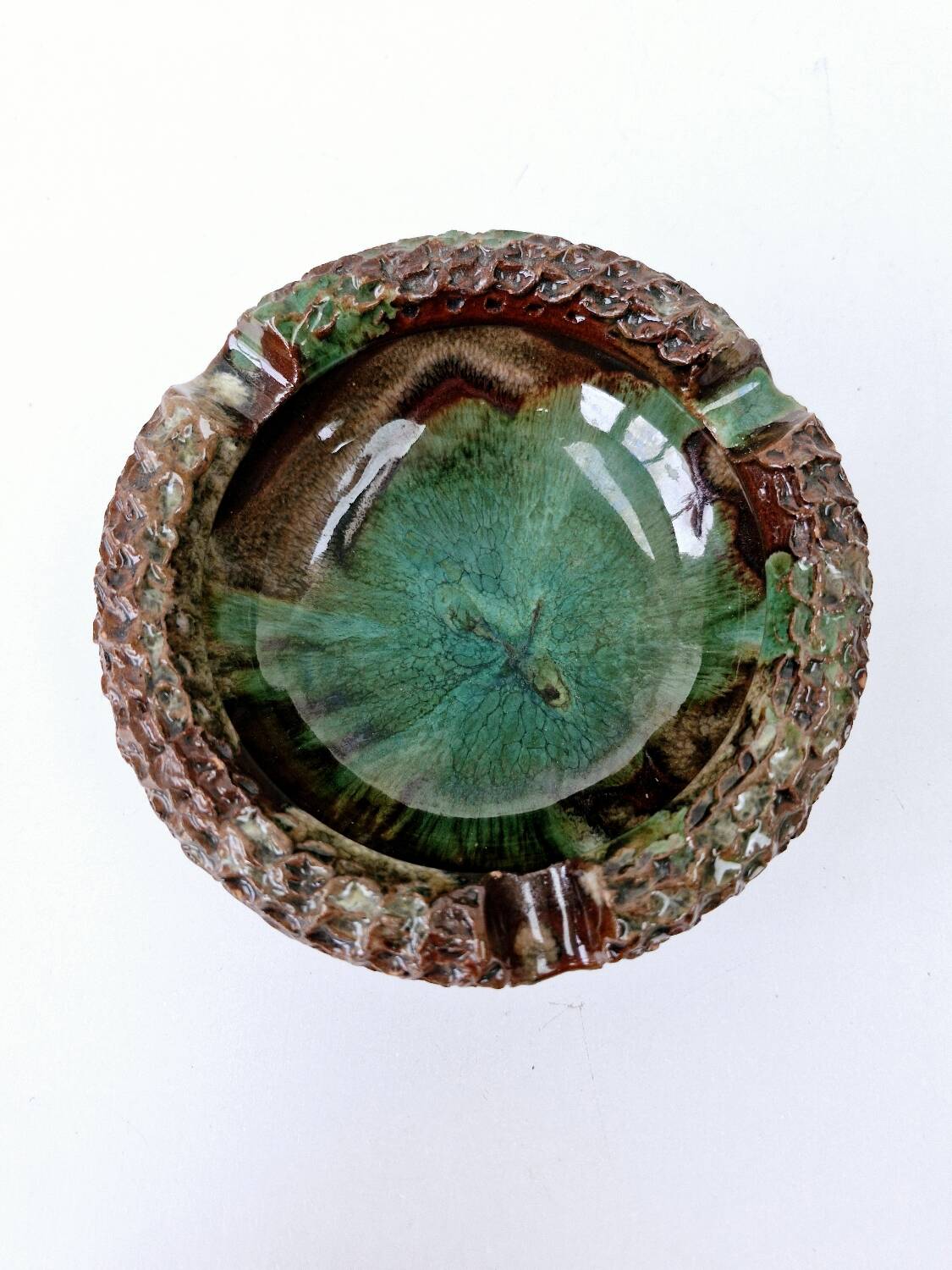 Empty Ashtray Pocket Cup Vintage Ceramic AC Pottery Blue Gradients