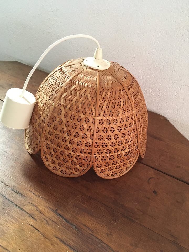 Hanging lamp braided wicker shaped flower