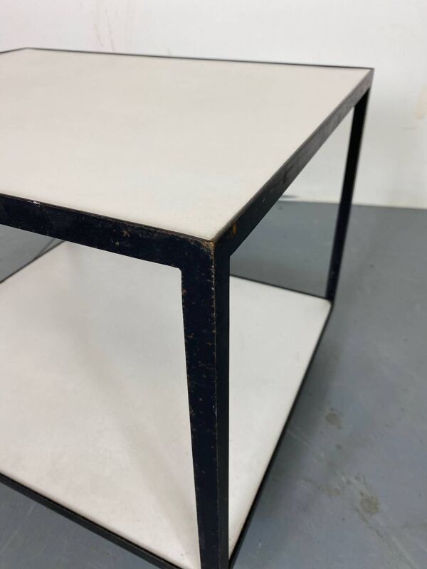 Table d'Appoint Roulante Mid-Century en Stratifié Blanc et Acier Noir par George Nelson pour Herman Miller, 1950s