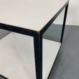 Mid-Century White Laminate and Black Steel Rolling End / Side Table by George Nelson for Herman Miller, 1950s