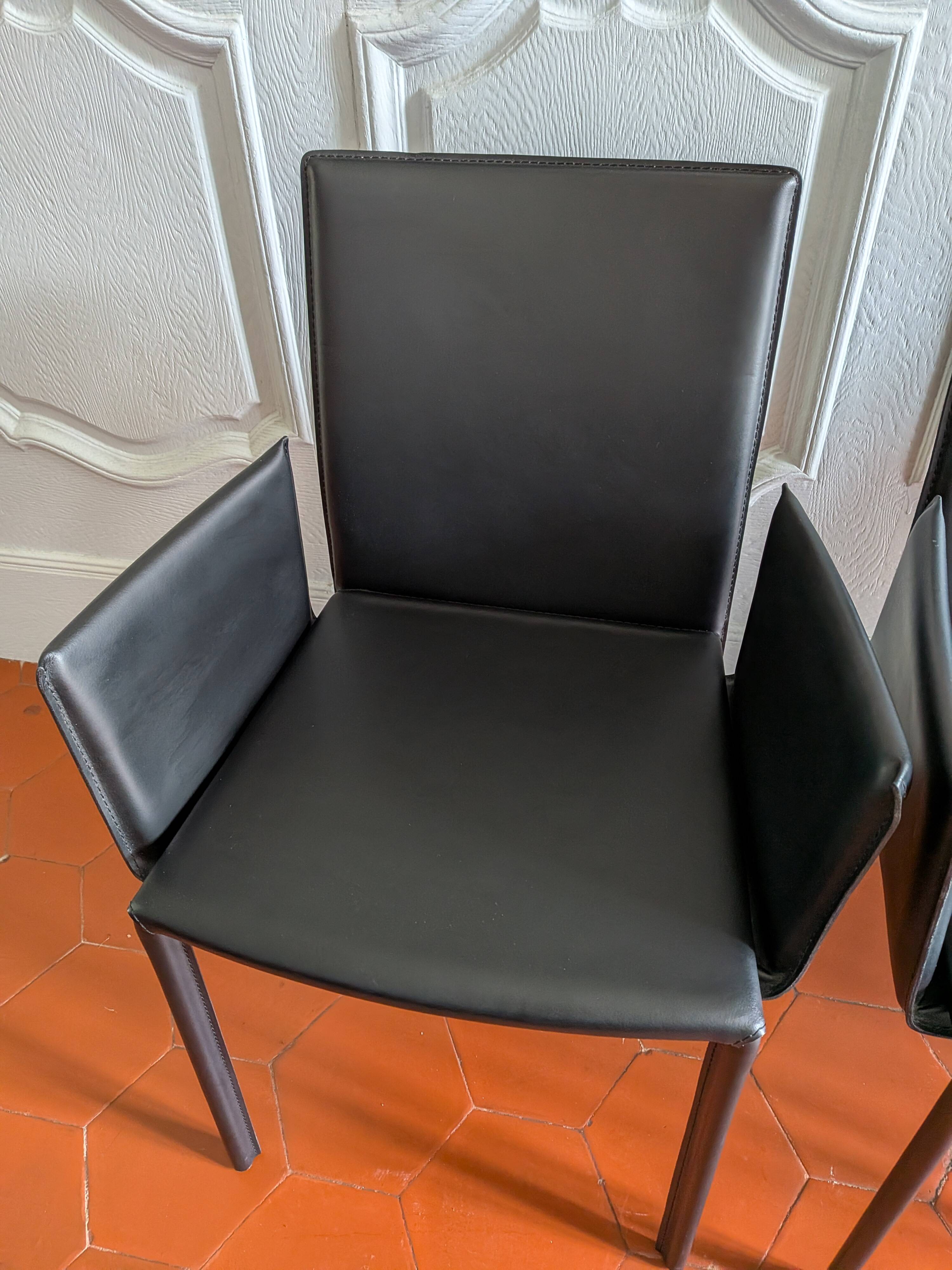 4 leather Twiggy chairs by Gebrüder Thonet