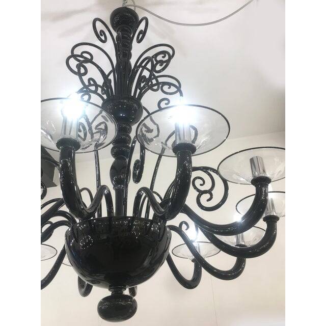 Contemporary Black Curls Murano Glass Chandelier