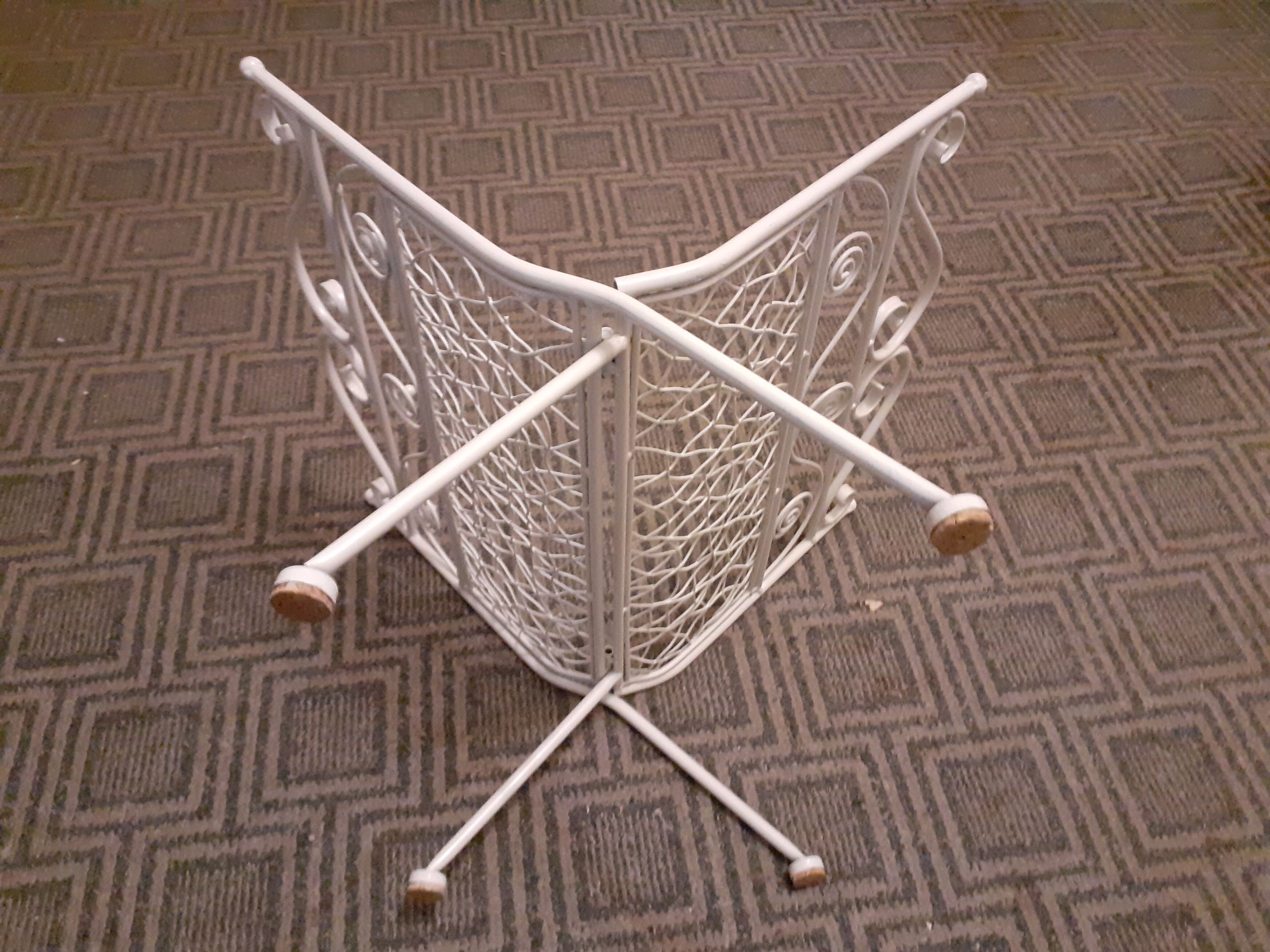 Metal magazine rack, Vintage forged iron magazine rack, folding ornament magazine rack