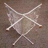 Metal magazine rack, Vintage forged iron magazine rack, folding ornament magazine rack