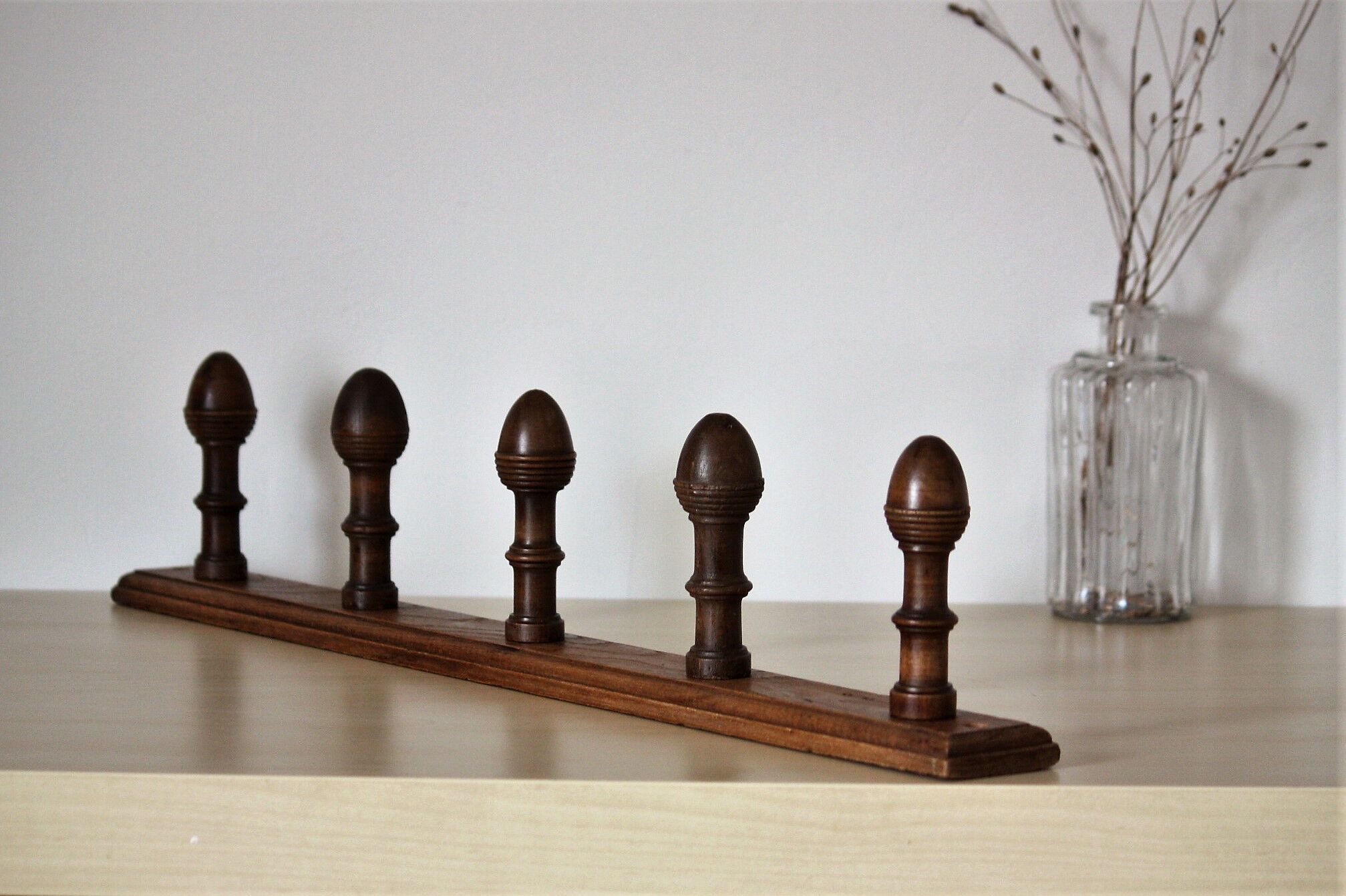 Turned wooden coat holder