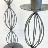 Geometric METAL CANDLE HOLDERS Patinated Gray