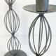 Geometric METAL CANDLE HOLDERS Patinated Gray