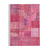 Tapis anatolien fait à la main 170 cm x 240 cm patchwork rose