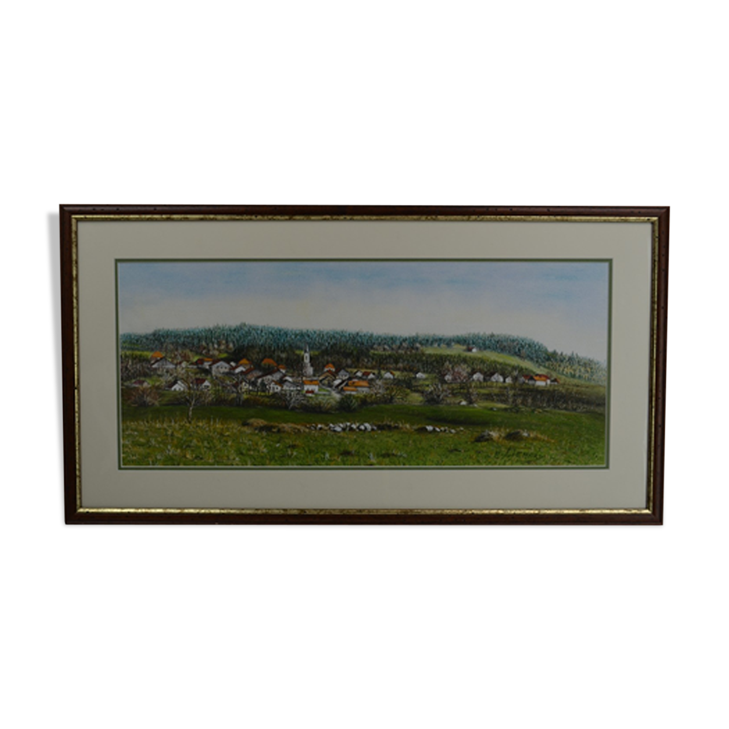 Eliane lienard (xxth century) pastel "landscape of rantechaux in the doubs" signed lower right