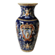 Twisted design vase. Signed Gien France/Renaissance blue background 26 x 13cm