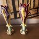 Pair of art nouveau slip vases, soliflore, iris
