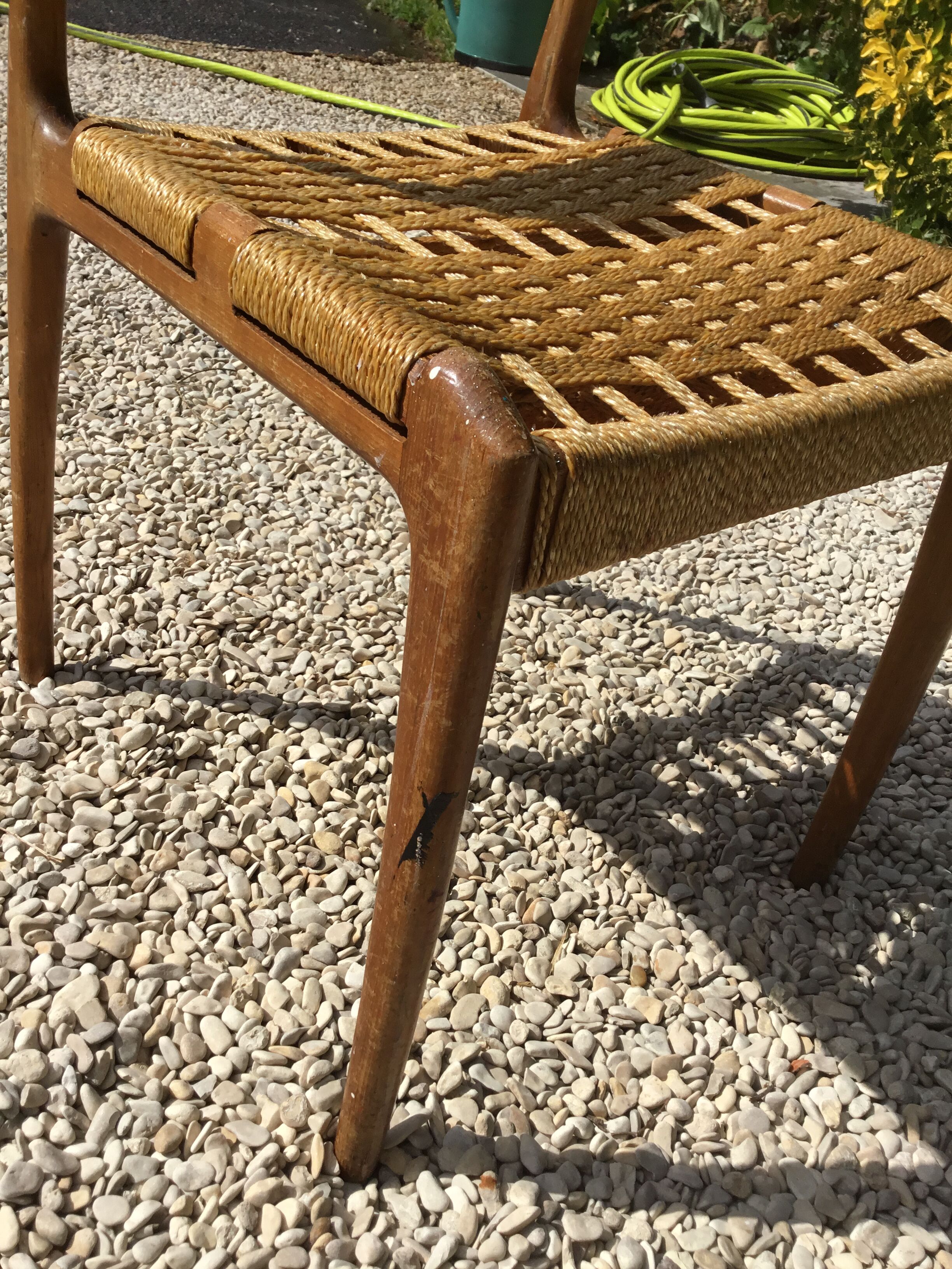 Chaise  bois et corde  italienne 1960