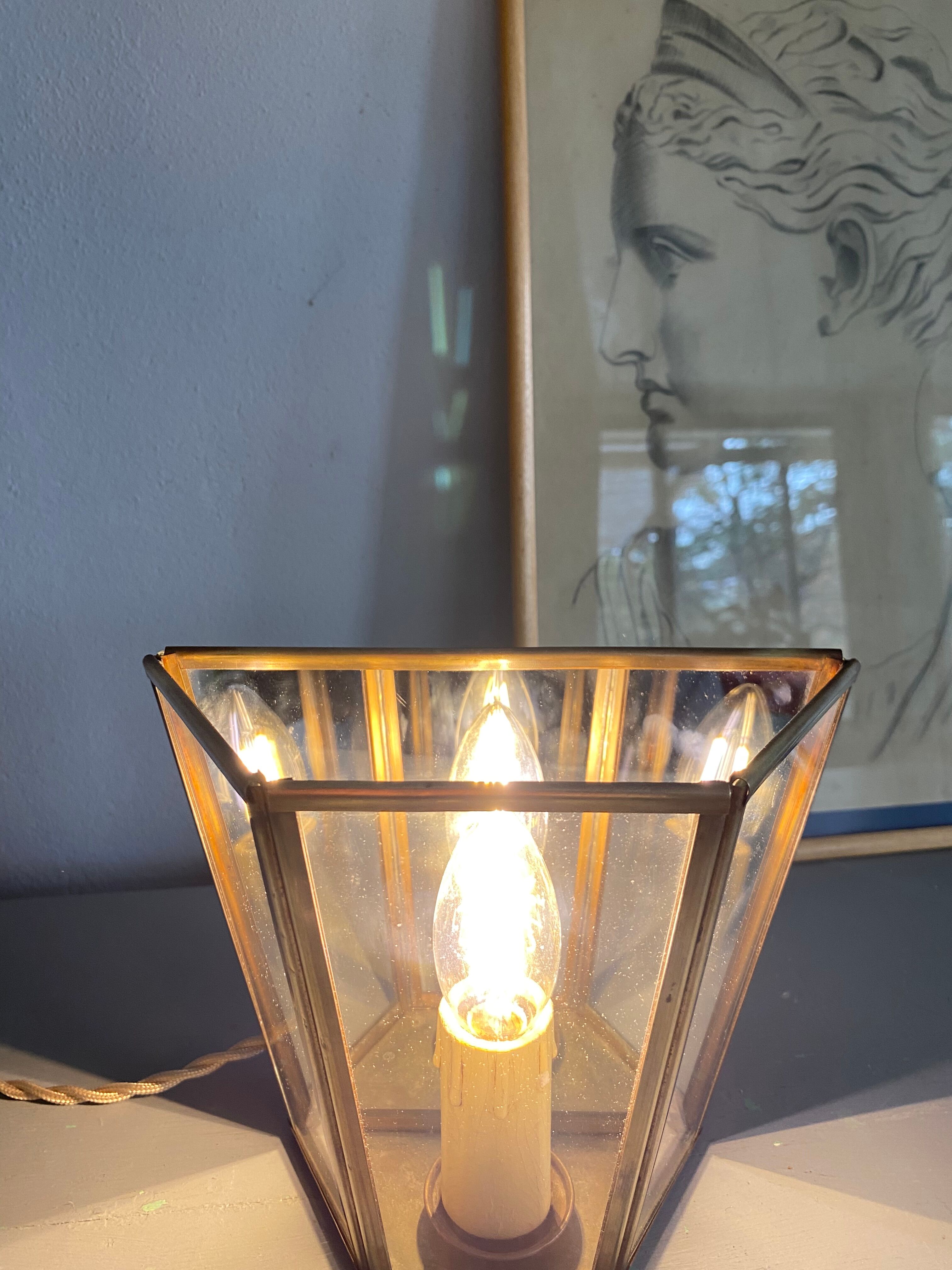 Brass wall lamp, mirror 50s