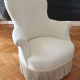 White fabric toad armchair