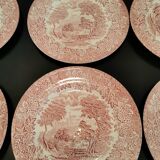 Lot de 6 assiettes plates anciennes décor English