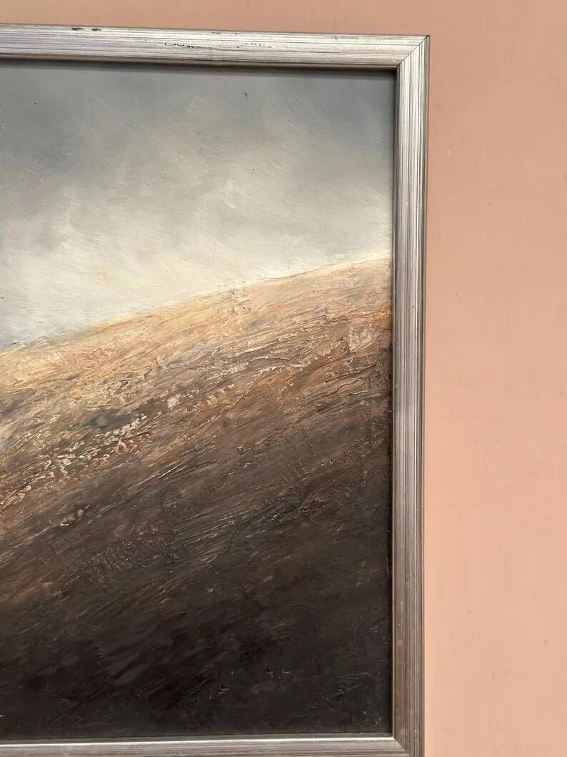 Original Swedish Oil on Panel – “The Surface” by Leif Johansson– Vintage & Framed – 30 × 30 cm (11.8" × 11.8")