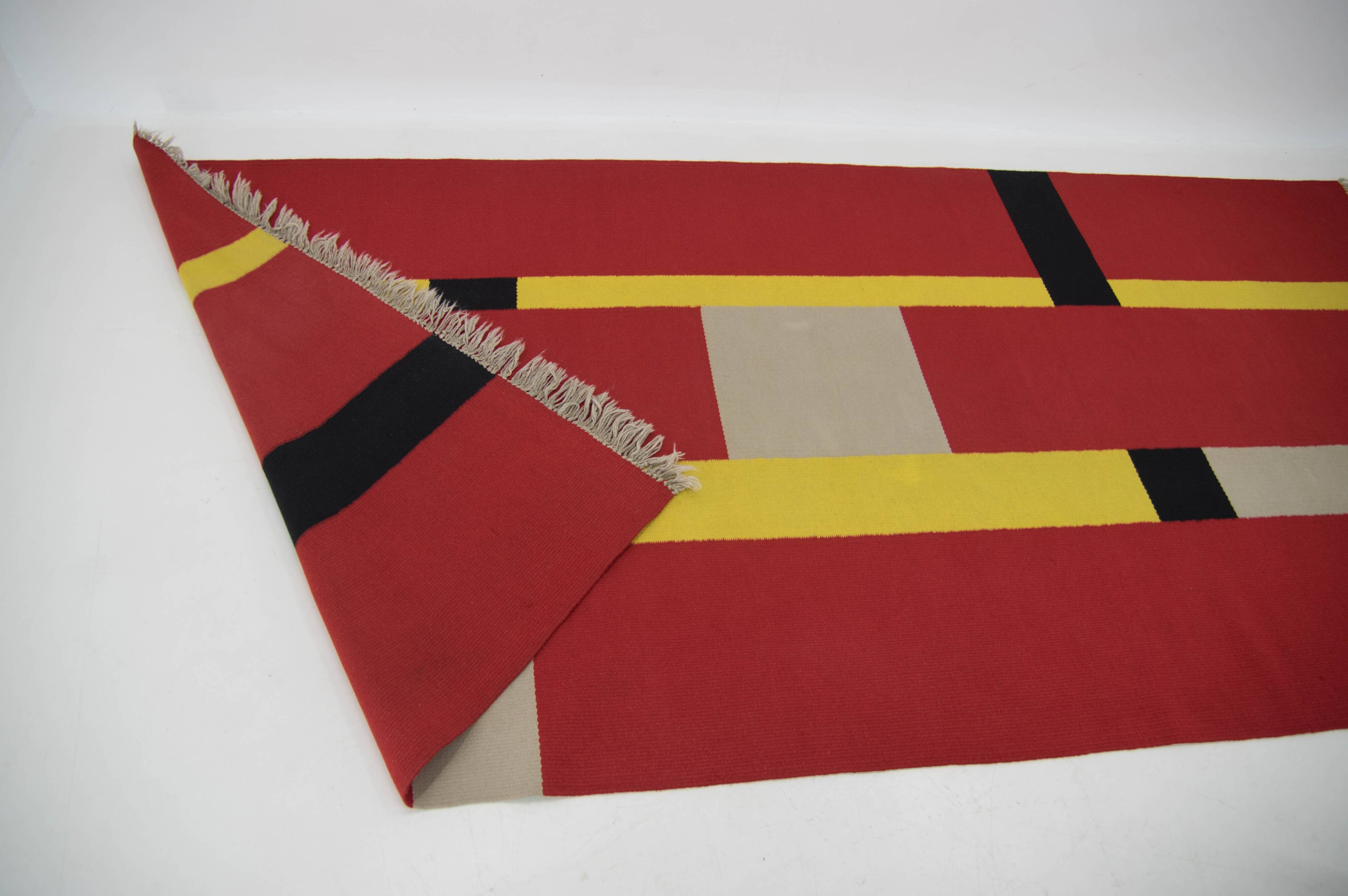 Rare Bauhaus Geometric Carpet, 1940s