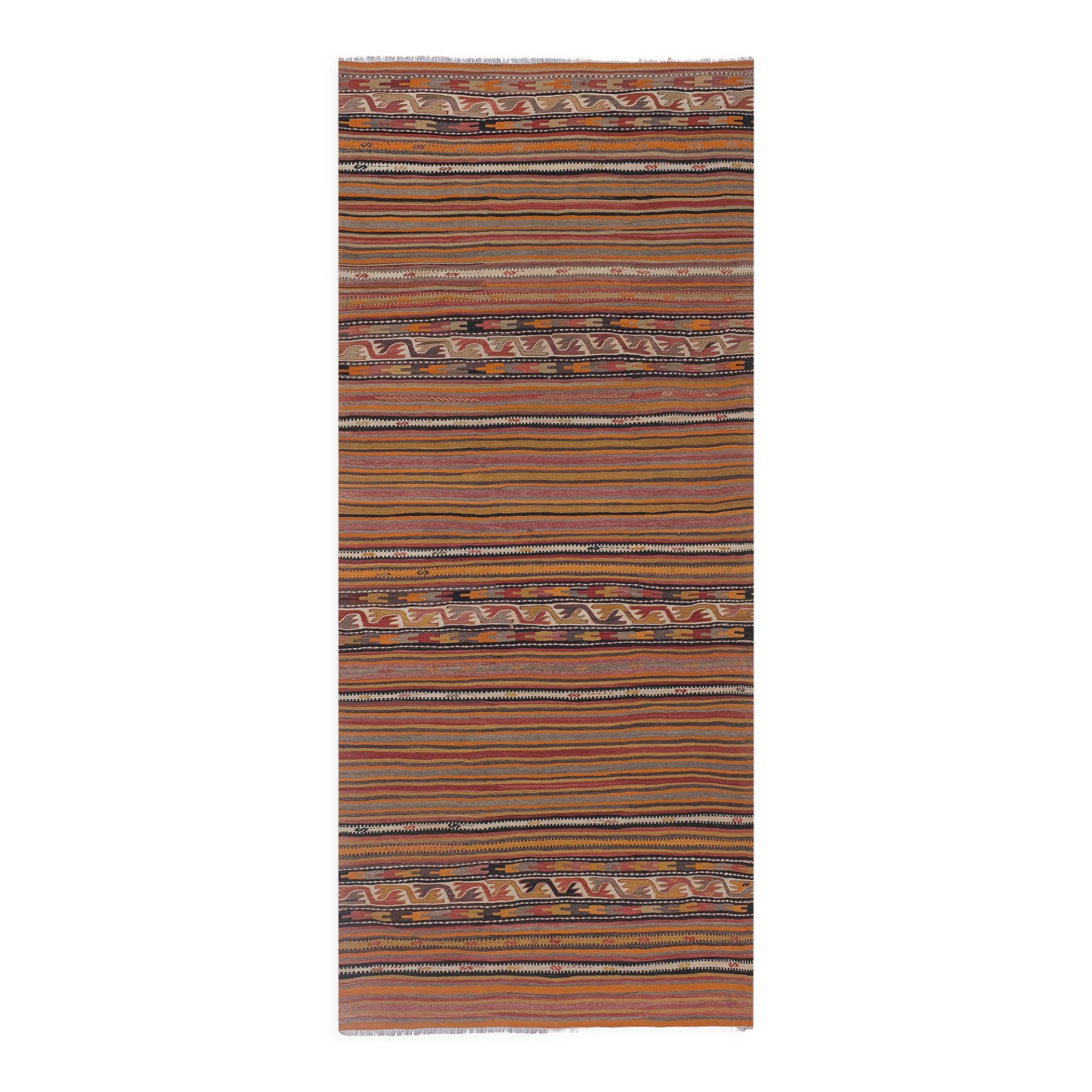 Vintage Turkish rug from Oushak, hand-woven 166x369 cm
