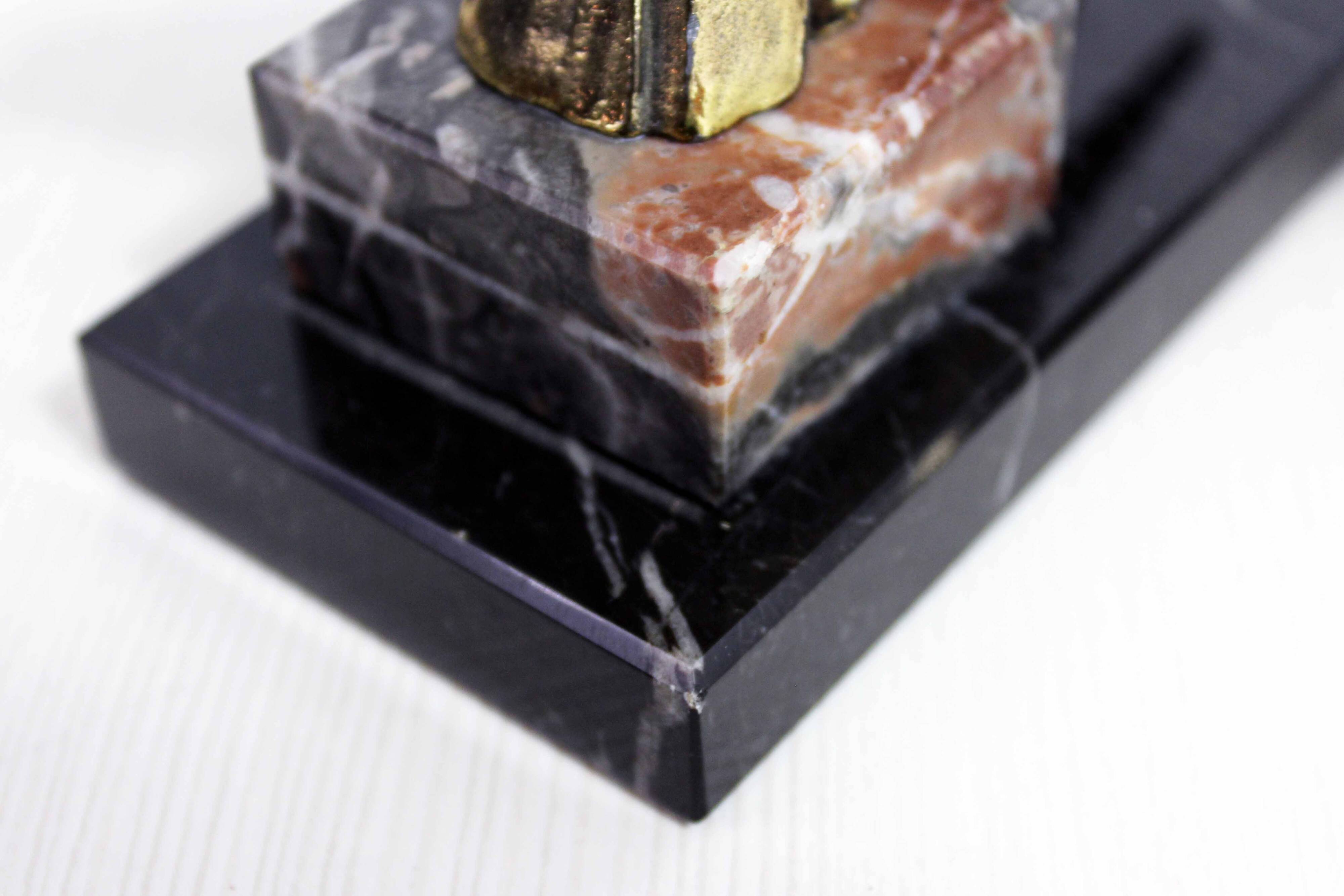 Bird bookends in brass and marble