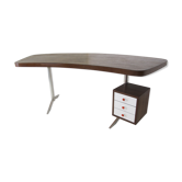 Vintage mid-century modern wengé desk, Space Age, 1960s