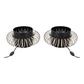 Paire de lampes vintage en métal noir et chromé – années 1970